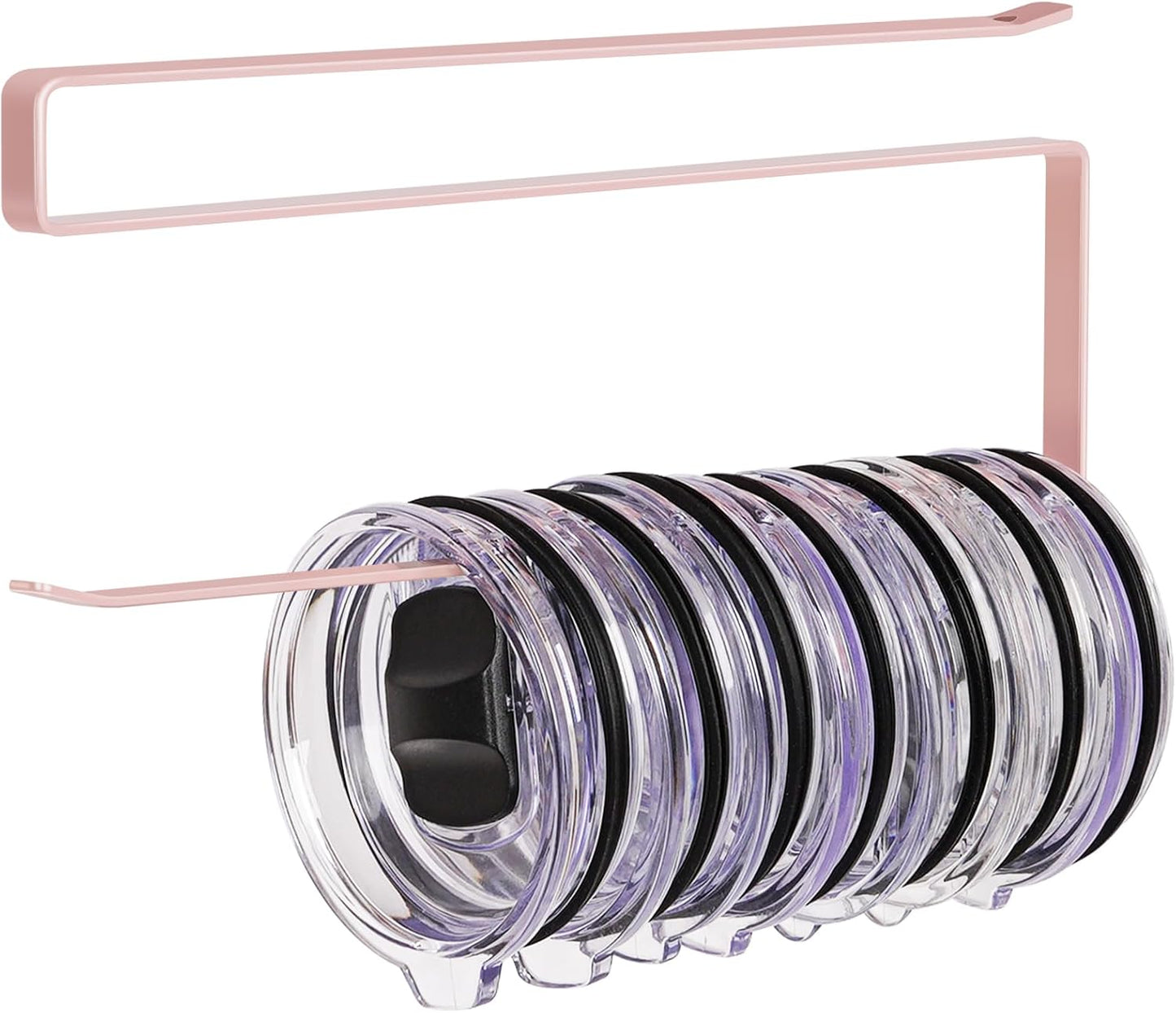 Tumbler Lid Organizer, Versatile Tumbler Lid Storage Holds 10 Lids, Black | Space Saving Cup Lid Organizers Inside Cabinet Tumbler Lid Hook for Kitchen Organizer and Storage, Paper Towel Rack Hanger