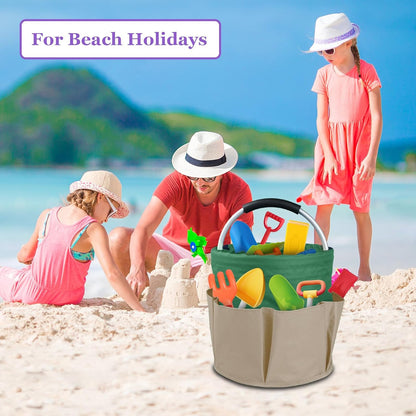 17L Cleaning Caddy with Handle and 6 Pockets, Foldable Cleaning Supply Caddy, Portable Shower Caddy in 600D Oxford Fabric, Multifunctional Storage Basket for Camping, Gardening, Black