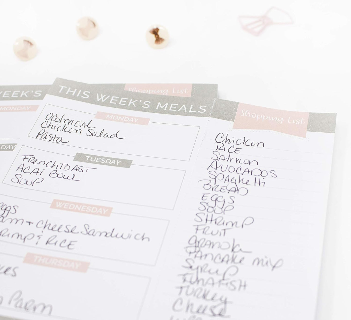 bloom daily planners Weekly Meal Planning Pad - Magnetic Hanging Refrigerator Menu Planner with Tear-Off Sheets & Perforated Grocery Shopping Lists - 6” x 9” (Pink Floral)