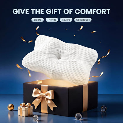 Sweetcrispy Cervical Pillow for Neck and Shoulder - Ergonomic Memory Foam Pillows, Contour Side Sleeper for Adults, Cooling Orthopedic Neck Support for Back Stomach Sleepers, White