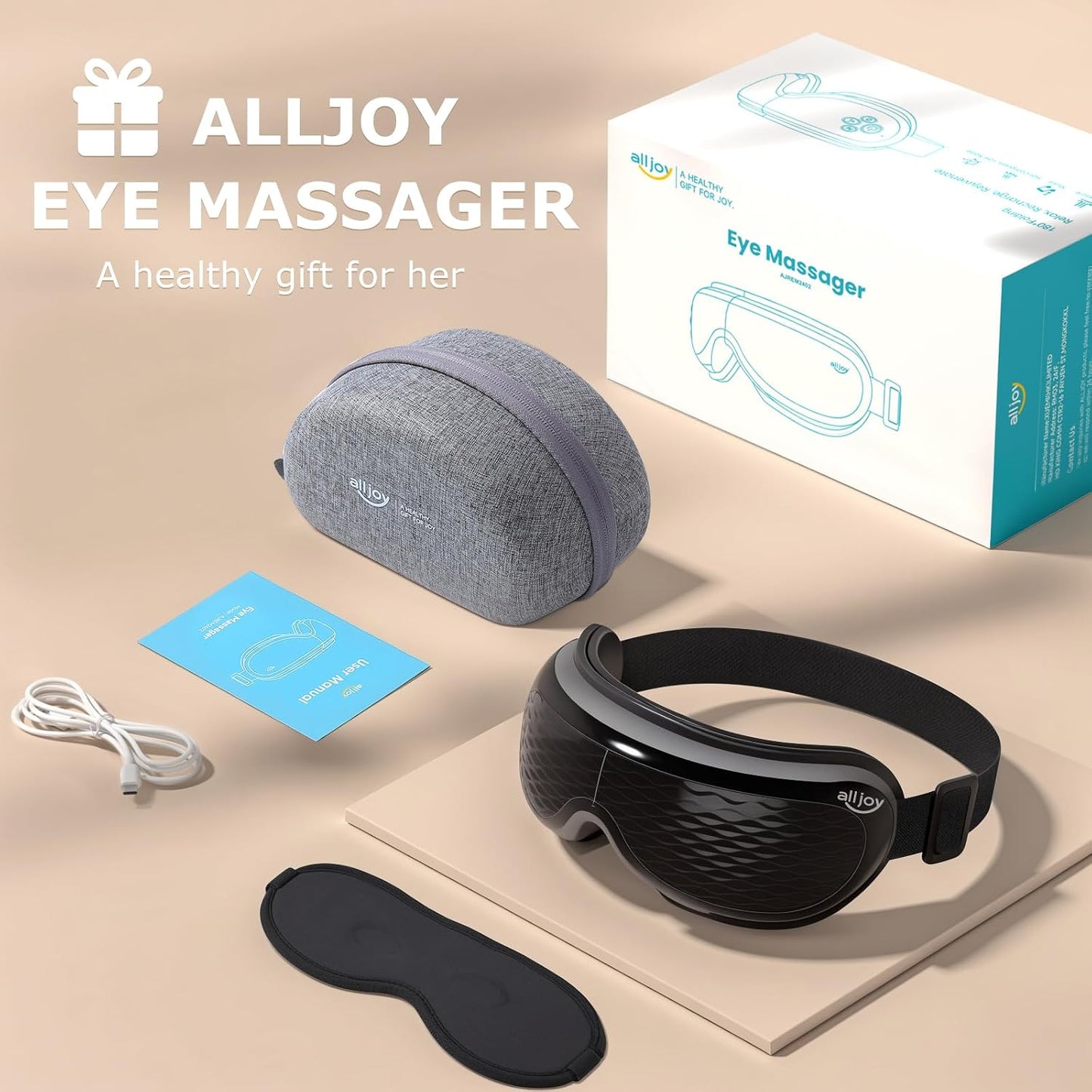 ALLJOY Eye Massager with Heat and Cooling, FSA Eligible HSA | Eye Massager with Removable Gel Mask, Birthday Gifts for Women Men Her Him Eye Care Devices for Migraine, Reduce Dry Eyes
