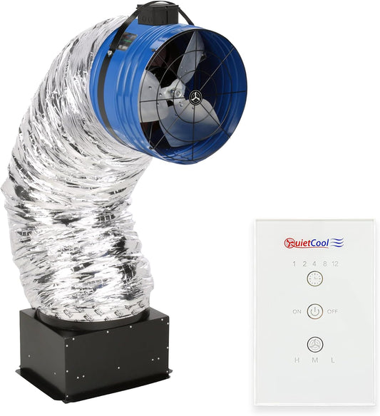 Quietcool QC CL-2250 RF Classic Advanced Whole House Fan with Wireless Control - Up to 2465 CFM - Two Speed - Covers up to 1,233 SQFT - 10 Year Warranty - Removable Grille
