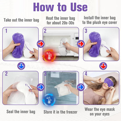 BeHoomi Heated Eye Mask, Weighted Sleep Mask for Eye Relaxation, Purple | Warm Compress for Eyes, Cooling Eye Mask for Sleeping, Reusable Hot and Cold Eye Masks for Home, Office, Gifts for Women