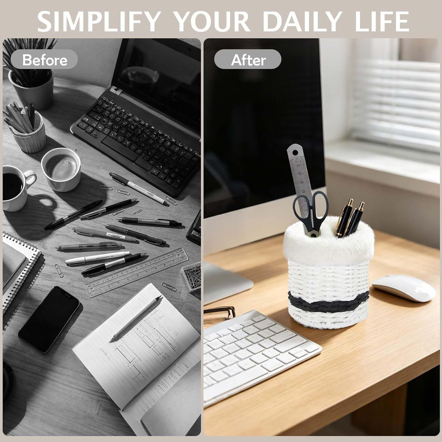 Paper Rope Plush Lined Eyelasses Holder Stand for Nightstand Desk