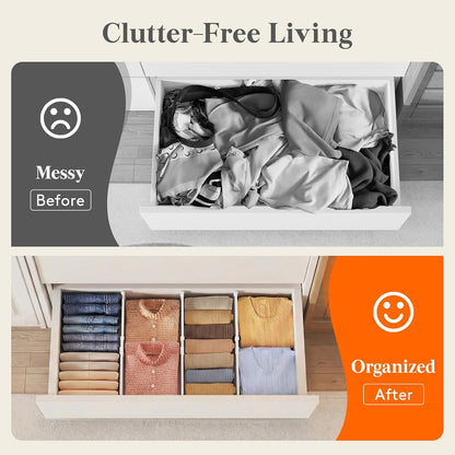 Lifewit 8" Tall Drawer Dividers, Adjustable Deep Drawer Organizer Clothes | 4 Pack 13.8"-22.2" Expandable White Plastic Separators for Dresser, Kitchen, Cabinet, Closet, Office Organization & Storage