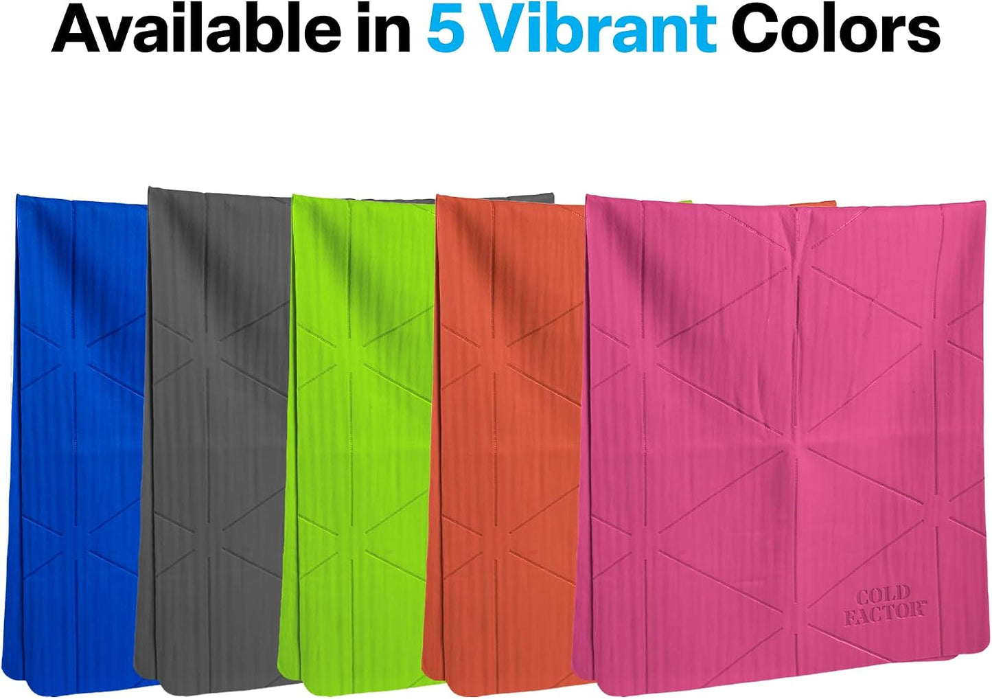 COLD FACTOR Instant PVA Cooling Towels, Cooling Neck Wraps, Blue, 3 Pack | 5 Hours of Cooling, UPF 50+, Soft Cooling Towels for Neck and Face, Machine Washable, Ideal for Sports & Workouts, 3"x29.5"