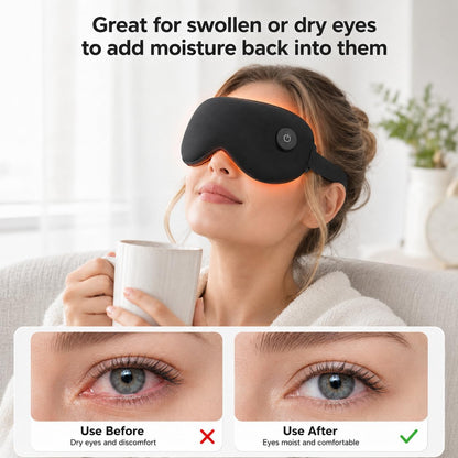 Heated Sleep Mask with 3-Level,Portable Eye Mask for Dry Eyes & Travel | 3-Level Soothing Heat,Cordless Sleep Mask,3D Light-Blocking Design,Adjustable Strap,Washable Cover,for Sleep,Home