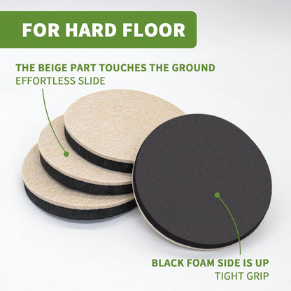 Felt Furniture Sliders for Hardwood Floors 8 PCS, 3 1/2" Beige | Felt Furniture Pads for Hardwood Floors, Furniture Moving Sliders, Heavy Duty Felt Movers Sliders, Chair Leg Floor Protectors