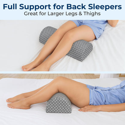 5 STARS UNITED Knee Pillow for Back Sleeping – Half Moon Bolster Pillow for Legs, Under Knee Pillow for Sleeping on Back, Memory Foam Leg Pillow for Back Pain, White