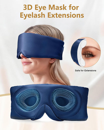 BeeVines Luxury Pure 100% Silk Sleep Mask for Women, 3D Contoured Eye Mask