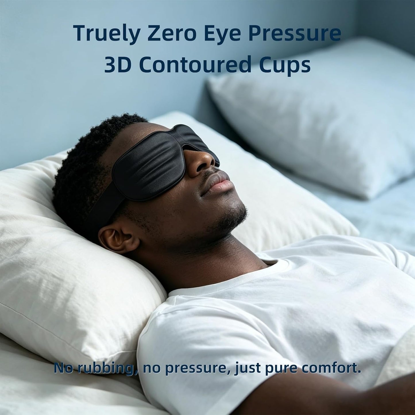Sleep Eye Mask for Sleeping, 100% Blackout Eye Mask for Women & Men, 3D Contoured Zero Pressure Design, Adjustable Soft Blindfold, Eyelash Friendly Sleep Mask for Travel, Nap & Night Sleep