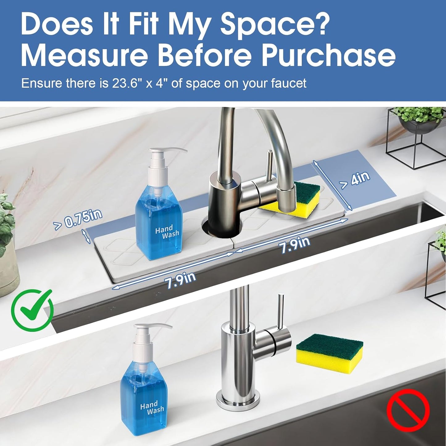 24 Inch Kitchen Sink Splash Guard, Sink Splash Guard Behind Faucet, Silicone Faucet Handle Drip Catcher Tray Mat for Kitchen, Bathroom Counter, Dark Gray, 23.6" x 4"
