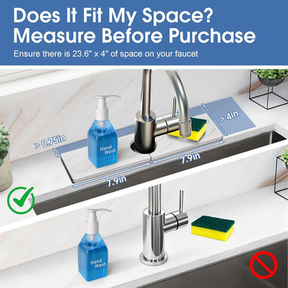 24 Inch Kitchen Sink Splash Guard, Sink Splash Guard Behind Faucet, Silicone Faucet Handle Drip Catcher Tray Mat for Kitchen, Bathroom Counter, Dark Gray, 23.6" x 4"