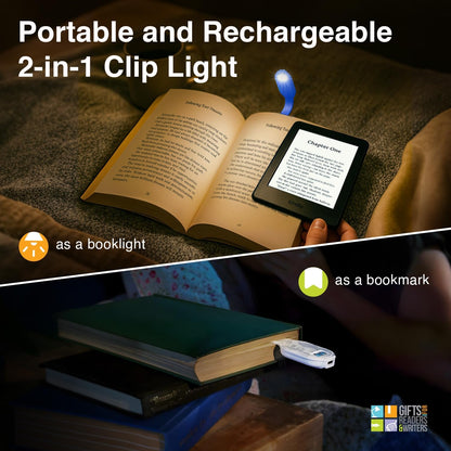 Gifts for Readers & Writers Rechargeable Book Light for Kids, Clip On Reading Light for Bed, 2in1 Flexilight Pals & Bookmark, 12 Hours of Light Once Charged, Includes USB Cable & 2 LED Lights, Dog