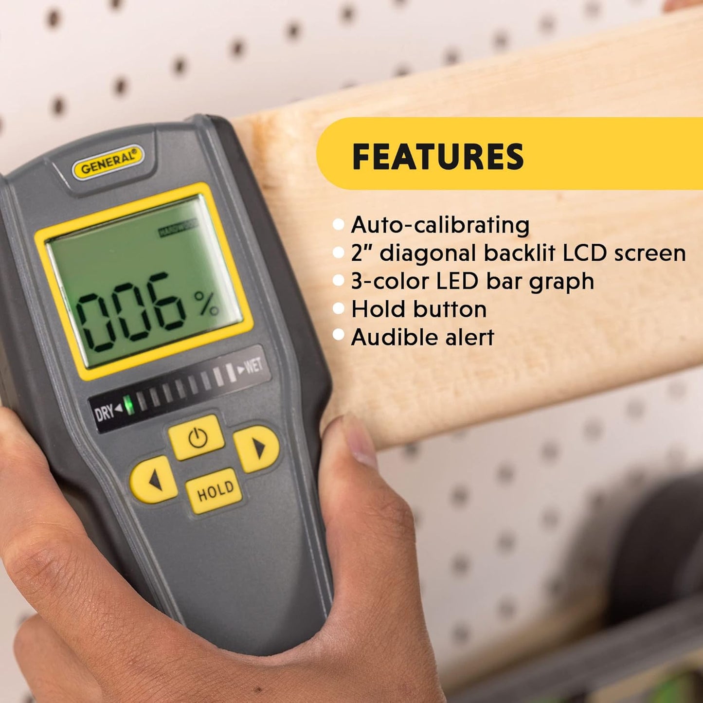 General Tools MMD4E Moisture Meter for Wood, Walls & Water Leak Detection | Pinless wood moisture meter for drywall & walls. Detects mold & humidity. Water leak detector for home moisture testing.