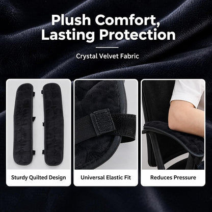 GALPADA Armrest Covers for Office Chair, Plush Armrest Pads Washable Cushions, Gaming Computer Chair Replacement Accessories, Black (1 Pair)