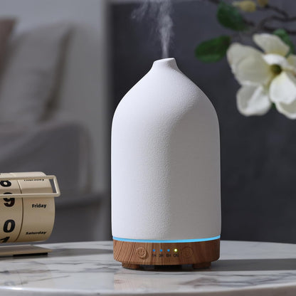 Gooamp 200ML Ceramic Essential Oil Diffuser for Home - Ultrasonic Aromatherapy Diffuser Humidifier with 7 Color LED Lights, Auto Shut-Off, 3 Timers for Bedroom, Office, Yoga, Black