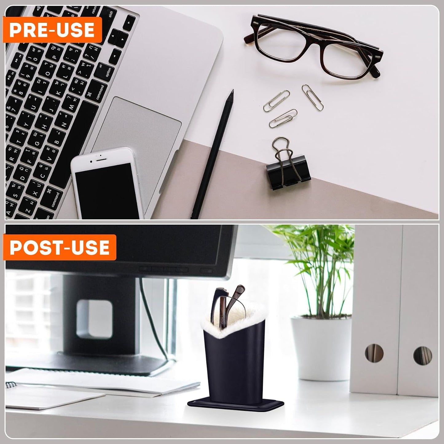Plush Lined Eyeglasses Holder, PU Leather Glasses Stand Case