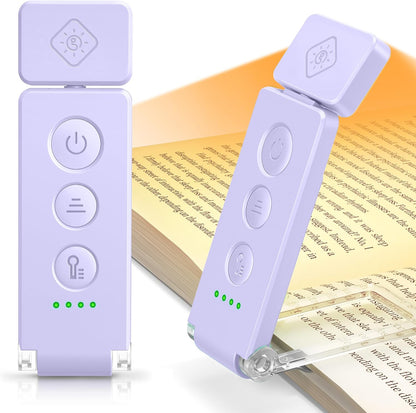 Glocusent 12 LED Clip On Book Light, Full Page Reading Light USB-C | Wide Full-Page Lighting, 5 Colors & 5 Brightness, Eye-Caring Bed Reading, Up to 100Hrs, Book Lovers, USB-C Rechargeable