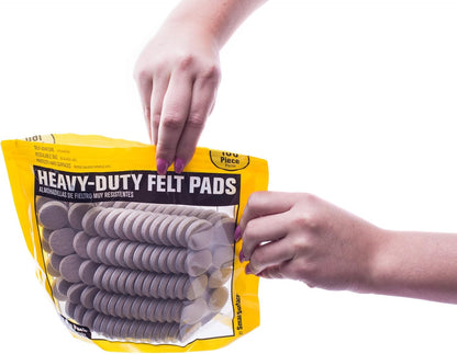 8727 Heavy Duty Self Adhesive Furniture Felt Pads 1-Inch Round Oatmeal 160-Piece Value Pack in Resealable Bag