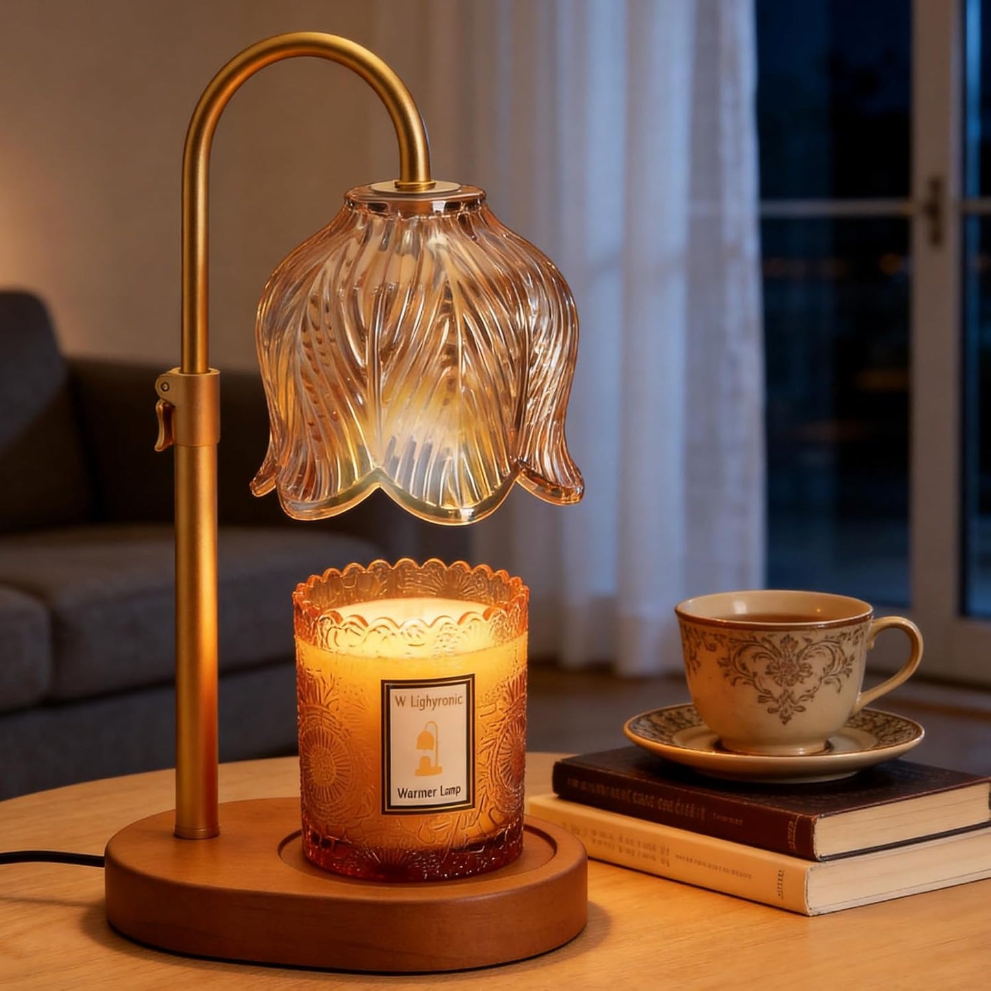 Flower Candle Warmer Lamp, Timer & 4-Level Dimmer, Adjustable Height | Flameless Electric Wax Warmer for Jar Candles, Includes 2 Bulbs, Pink, Home Decor Gift for Mom & Women, Housewarming