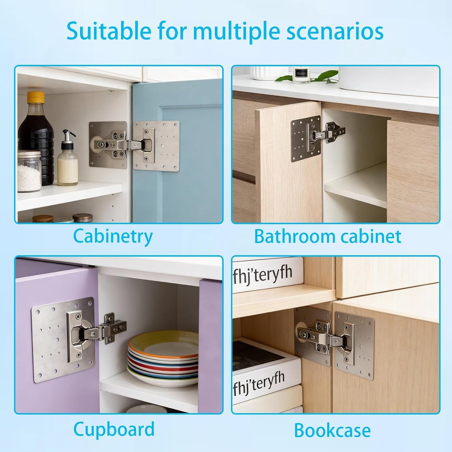 10 Pcs Cabinet Hinge Repair Plate Kit Stainless Steel 3.54" | Hinge Repair Boards for Cupboard, Furniture, Kitchen Doors. Easy Fix. Comes with 60 Screws & Screwdriver.