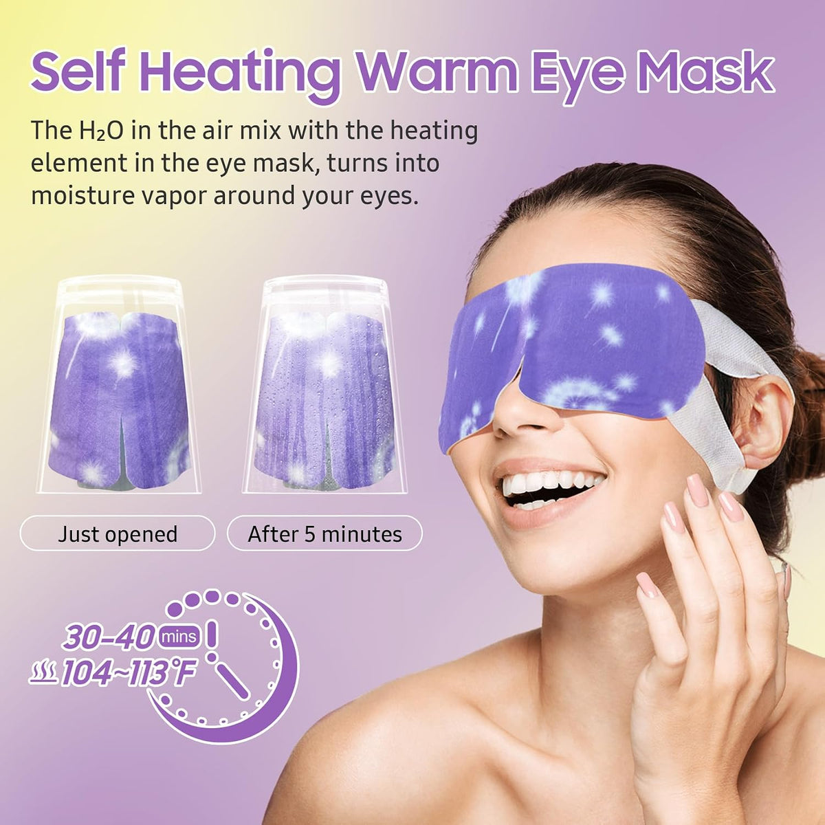 BeHoomi Steam Eye Mask, 10Packs Heated Eye Mask, Self Heating Disposable SPA Warm Compress for Eyes Sleep Mask, Travel Essentials & Relaxation Gifts for Women (Lavender Scent)