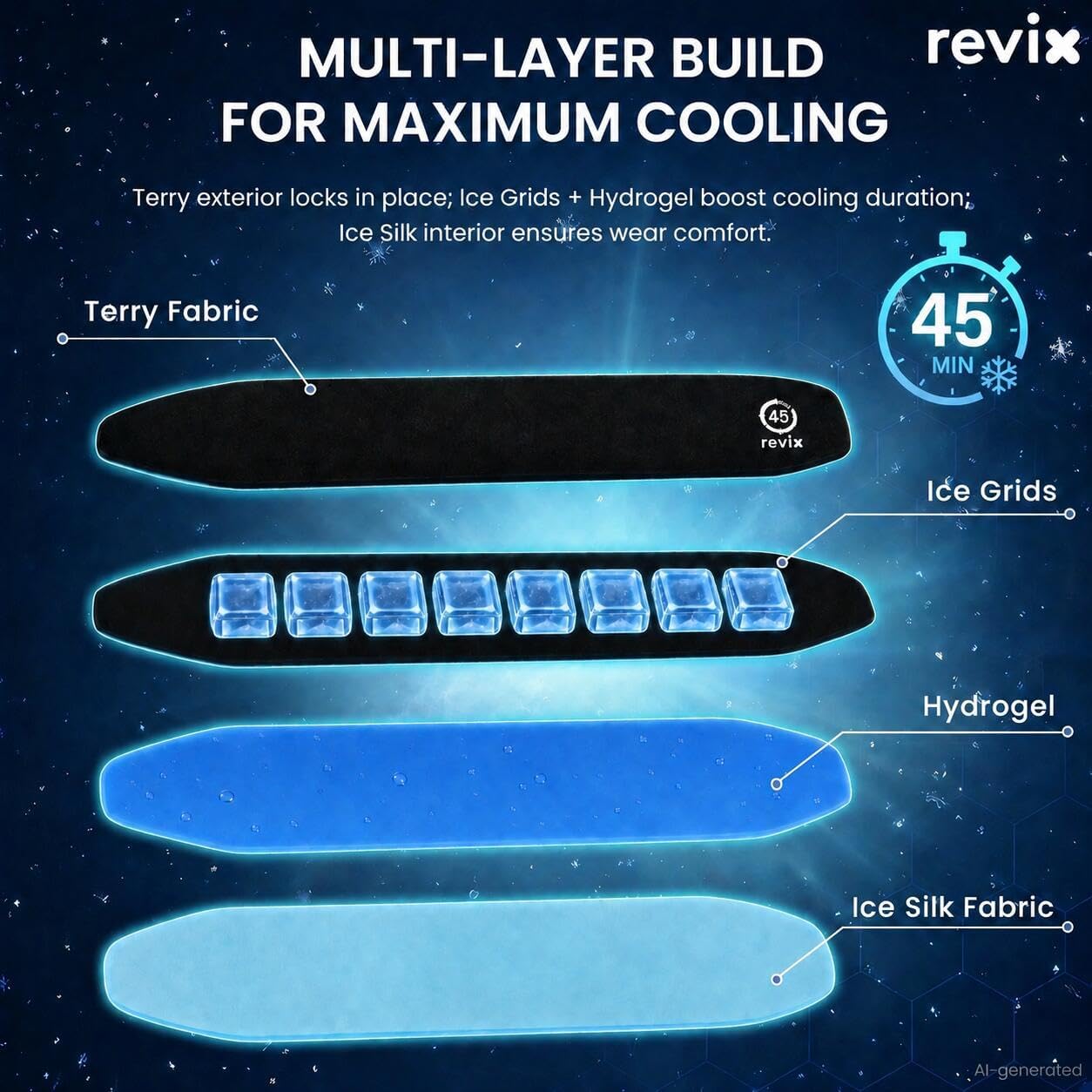 REVIX 45-Min Long-Lasting Wrist Ice Pack for Carpal Tunnel Relief, 2-Pack | Reusable Cold Gel Wrap for Wrist & Hand Surgery Recovery, Sprains & Tendonitis, Hands-Free Ice Pack for Men & Women