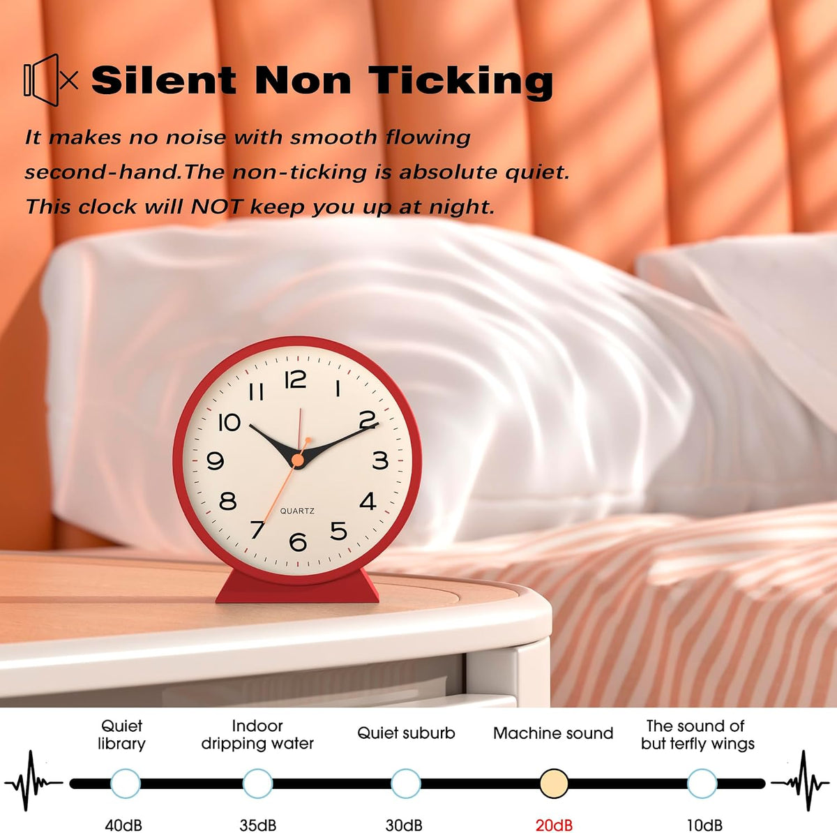 AYRELY® 4.5" Analog Alarm Clock, Small Retro Desk Clock and Table Clock