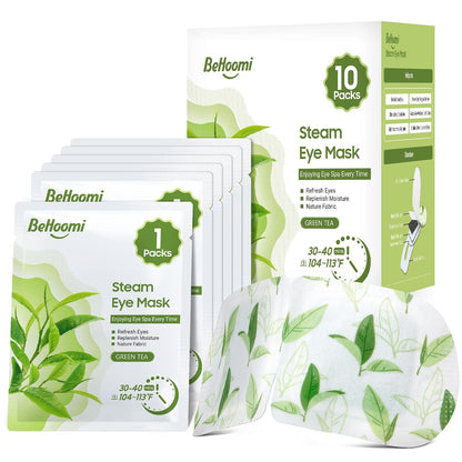 BeHoomi Steam Eye Mask, 10Packs Heated Eye Mask, Self Heating Disposable SPA Warm Compress for Eyes Sleep Mask, Travel Essentials & Relaxation Gifts for Women (Lavender Scent)