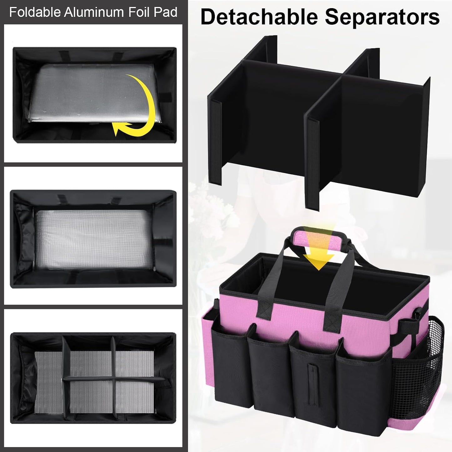 Wearable Large Cleaning Caddy Bag for Housekeepers (Black&Gray) | Cleaning Supplies Organizer with Adjustable Shoulder, Waist & Handle Straps, Detailing Bag for Kitchen Supplies