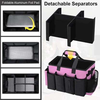 Wearable Large Cleaning Caddy Bag for Housekeepers (Black&Gray) | Cleaning Supplies Organizer with Adjustable Shoulder, Waist & Handle Straps, Detailing Bag for Kitchen Supplies