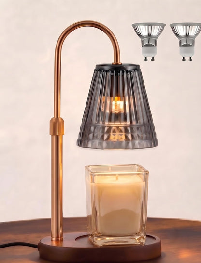 Candle Warmer Lamp with Timer Dimmer, Flameless Candle Warmer for Jar Candles, Height Adjustable Wax Warmer, House Warming Gifts New Home Decor, Birthday Gifts for Women (2 Bulbs Included)