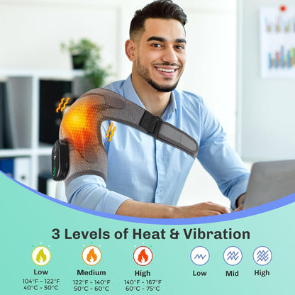 Shoulder Heating Pad with Massage, Rotator Cuff Shoulder Brace for Frozen