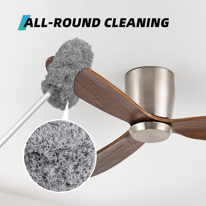 DRQ Ceiling Fan Cleaner Duster with 13-48 in Extension Pole, Blue | Detachable, Washable Microfiber Brush Head Is Reusable for Ceiling Fan Blades, Walls, Bookshelves, Door Tops and Window Tops