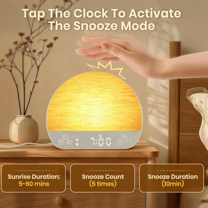 JONRRYIN Sunrise Alarm Clock Wake Up Light for Heavy Sleeper with Remote | 37 White Noise Sounds, Tap Snooze, Bluetooth, USB Charging, 15 Color Night Light, Ideal for Kids, Adults, Reading & Nursery