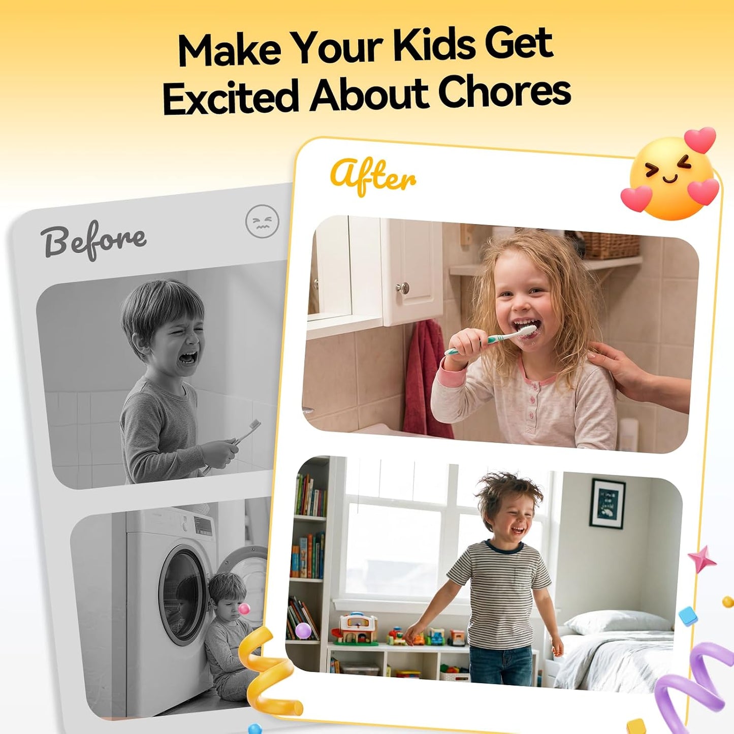 Chore Chart for Kids with Timer, 21 PCS Checklist Magnetic Schedule Board, ADHD Tools with 99-Min Countup/Down Visual Timer, Bedtime/Morning/Daily Routine Chart Dry Erase to Do List with Slider(White)