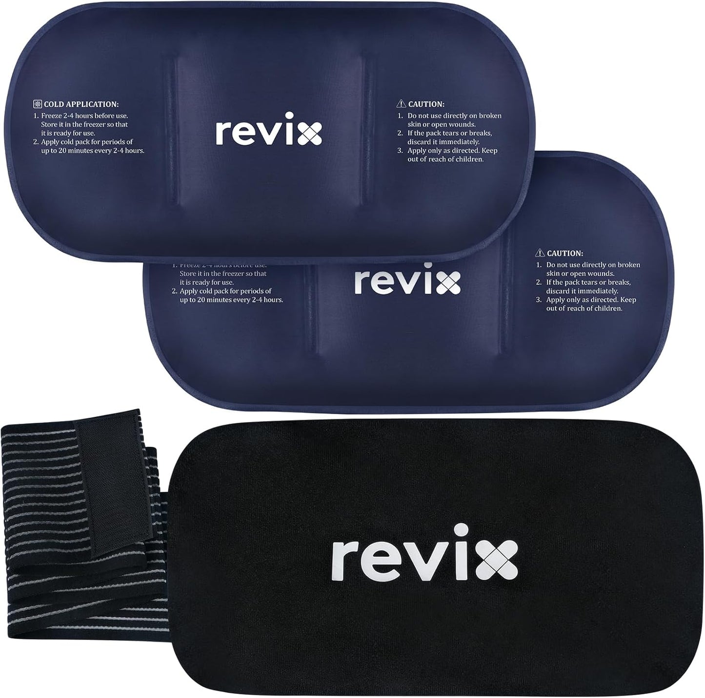 REVIX Ice Packs for Injuries Reusable, 2 Packs Hot and Cold Pack with Adjustable Strap, Flexible Ice Wraps for Joints and Muscle, Rotator Cuff, Back, Knee Discomfort Relief (10" x 5" Blue)