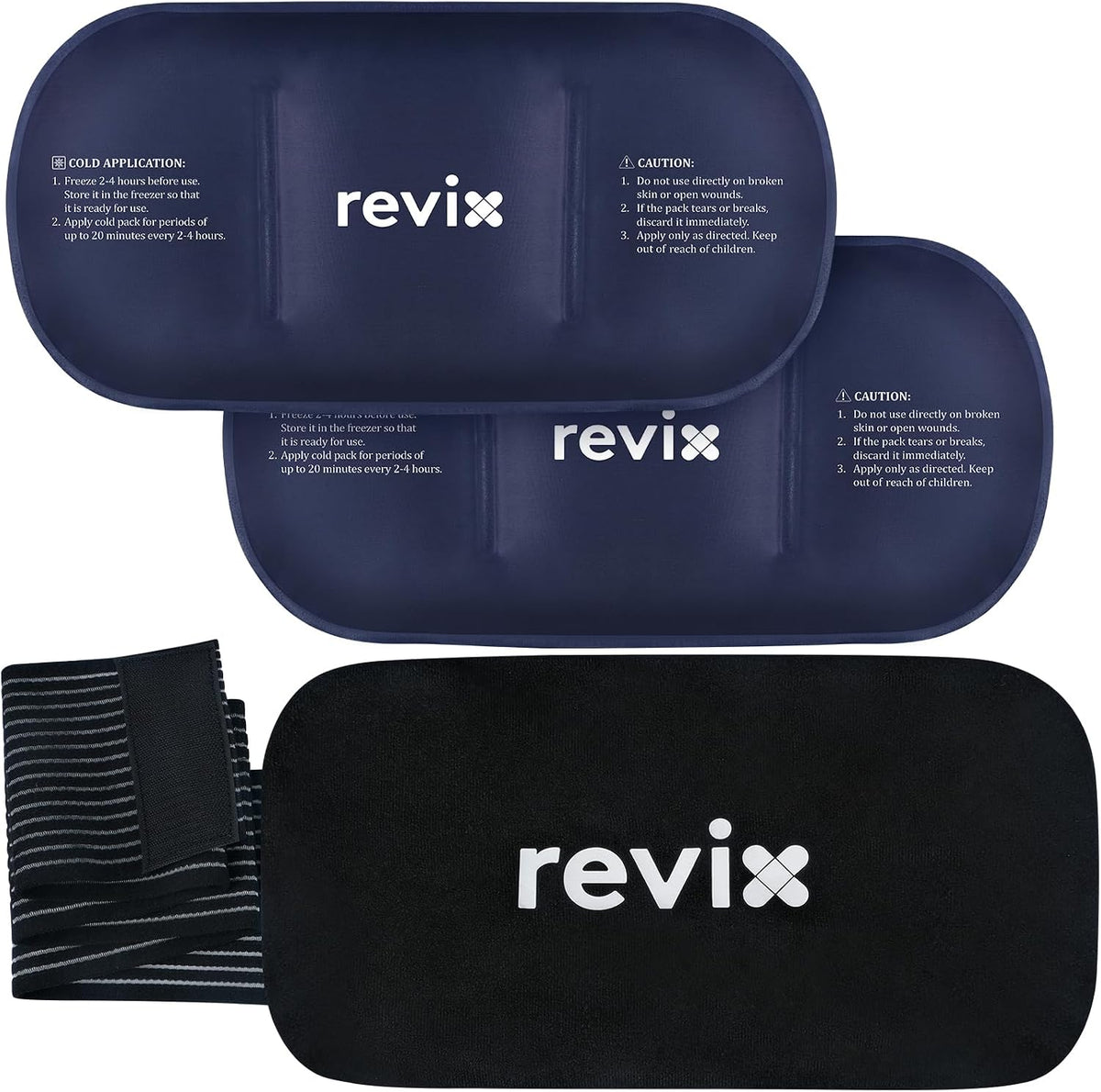 REVIX Ice Pack for Injuries Reusable, 2-Pack Hot & Cold Gel Wrap with Strap