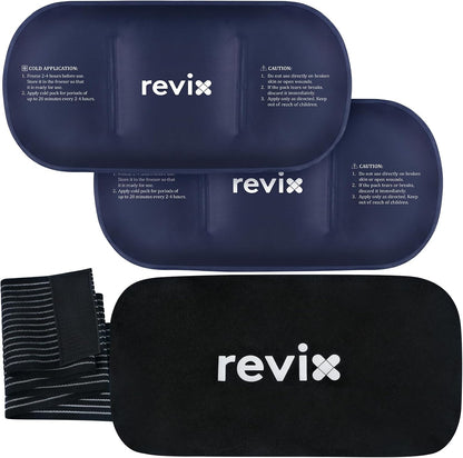 REVIX Ice Pack for Injuries Reusable, 2-Pack Hot & Cold Gel Wrap with Strap