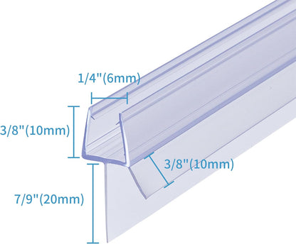 2-Pack ShowerDoor Bottom Seal 3/8" x 36" Polycarbonate Frameless Ultra Clear Shower Door Seal Strip for Glass Doors Stop Leaks and Create a Water Barrier Replacement Shower Cubicle