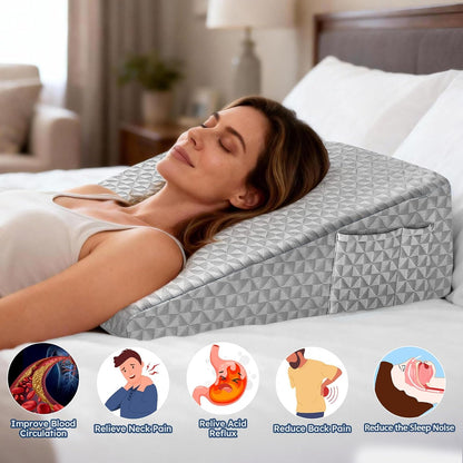 8" Leg Elevation Pillow, Memory Foam Wedge Pillow for Leg & Knee Support | Knee, Hip & Ankle Support. Elevates Legs For Comfortable Sleeping, Resting, And Recovery With A Supportive Wedge Shape.