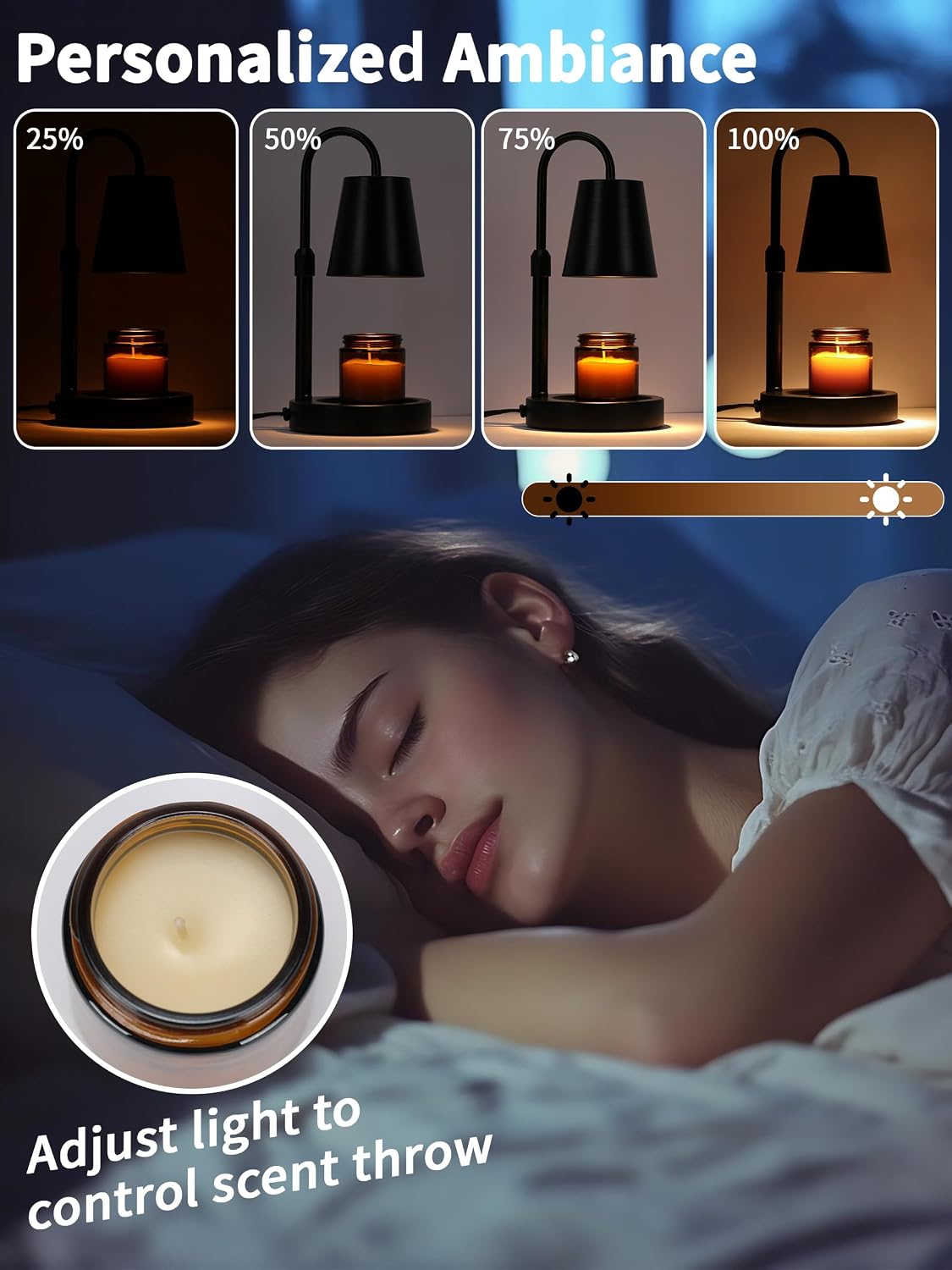 Dimmable Black Candle Warmer Lamp with Timer for Jar Candles