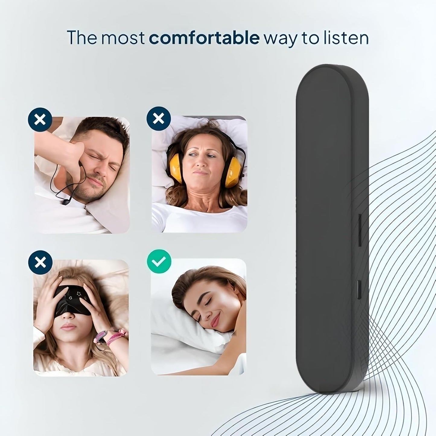 Private Mini Under Pillow Speaker Bluetooth for Sleeping, Portable Bone Conduction Technology with Volume Control/TF Function, Wireless White Noise/Sleep Aid（Inky