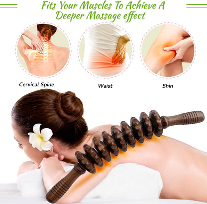 Manual Wood Therapy Massage Stick, Wooden Cellulite Muscle Roller for Legs | Body Sculpting, Lymphatic Drainage Massager, Wooden Massage Tools for Trigger Points Relief, Sore Muscle Recovery