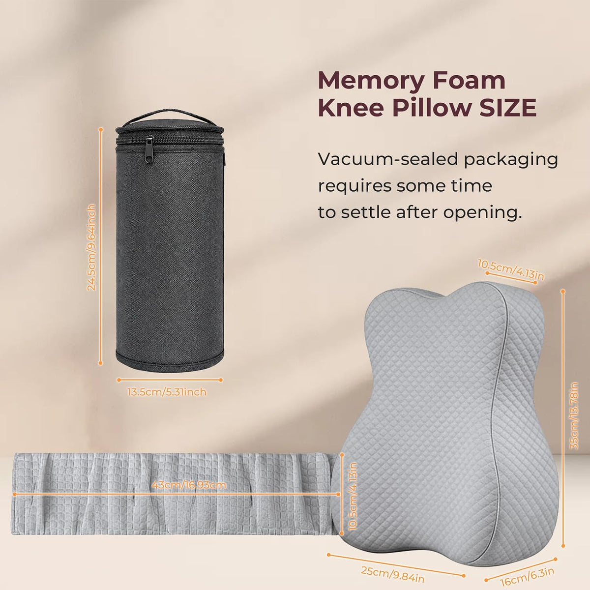 Knee Pillow for Side Sleepers, Alignment Pillow for Side Sleepers, Relief Hip & Sciatica Pain, Nourial Pillow Between Legs for Pregnant Women and Seniors (Grey)