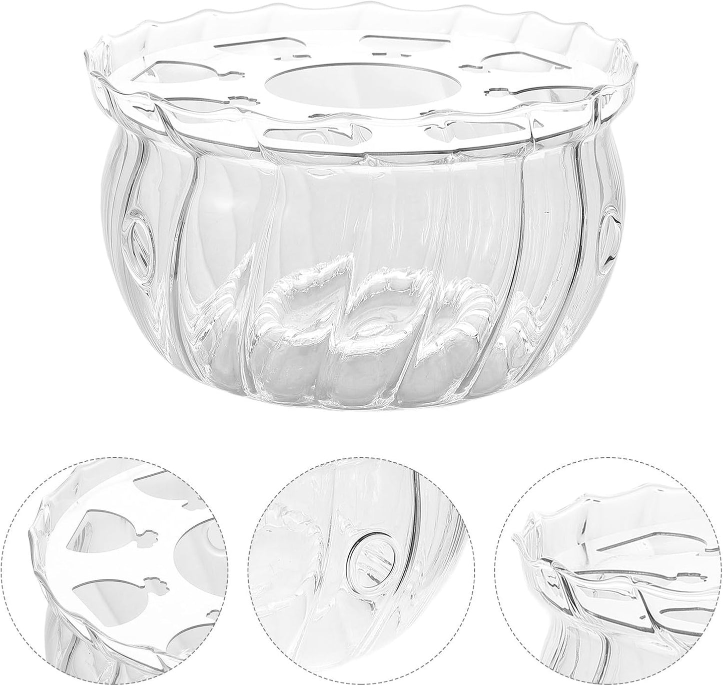 NUOBESTY Glass Tealight Warmer Tea Light Candle Holder for Teapot Decorative Striped Porcelain Tea Warmer Stand with Heating Base and Beverage Warming at Home Or Office