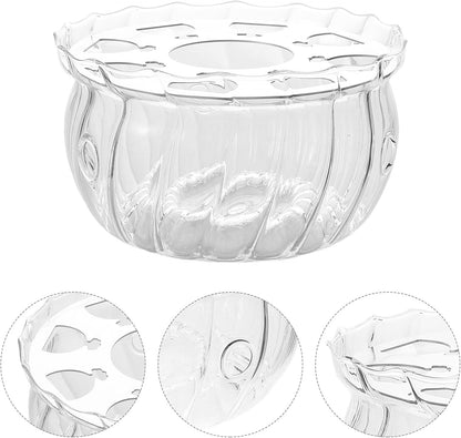 NUOBESTY Glass Tealight Warmer Tea Light Candle Holder for Teapot Decorative Striped Porcelain Tea Warmer Stand with Heating Base and Beverage Warming at Home Or Office