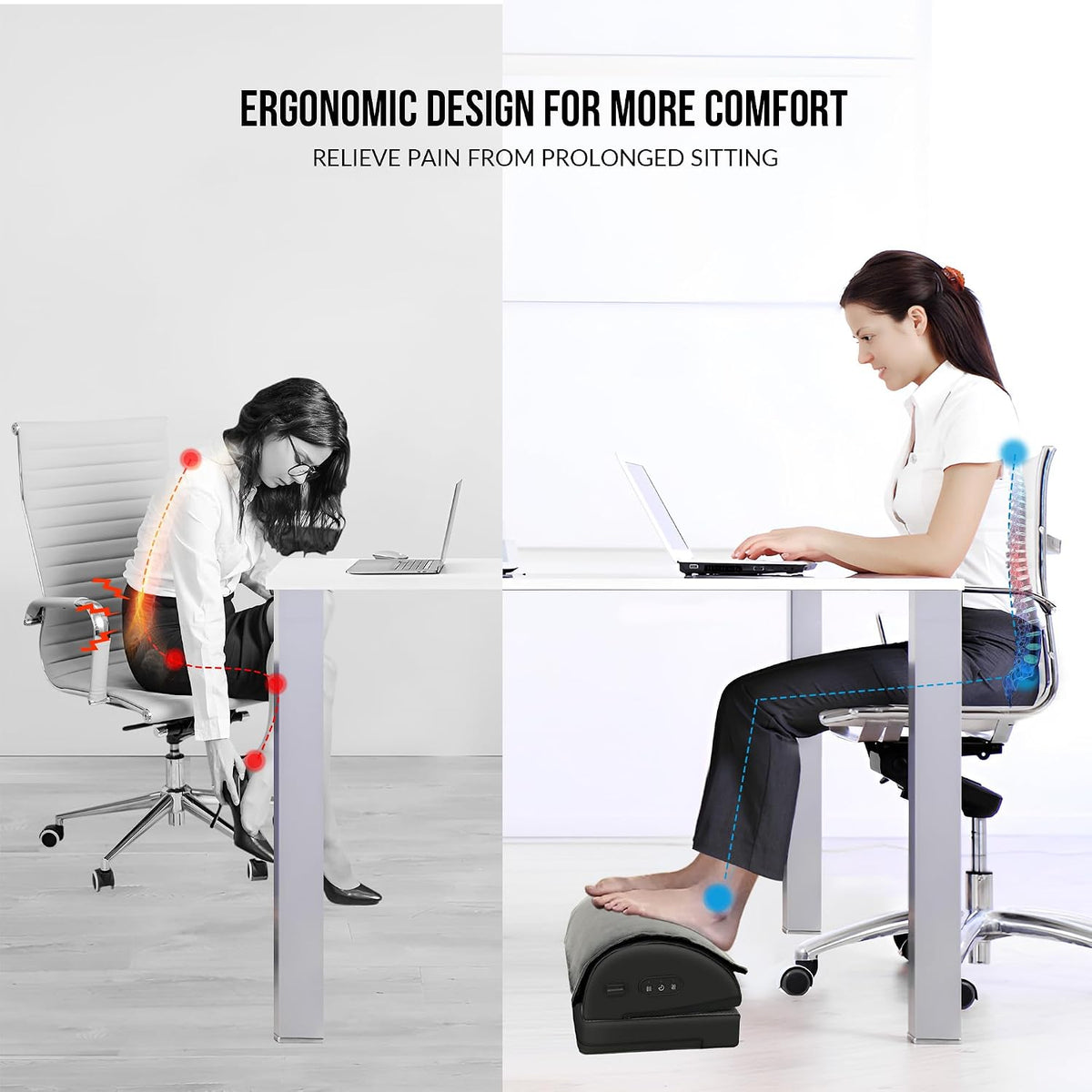 Snailax Heated Foot Rest Under Desk, Ergonomic Footrest with Vibration