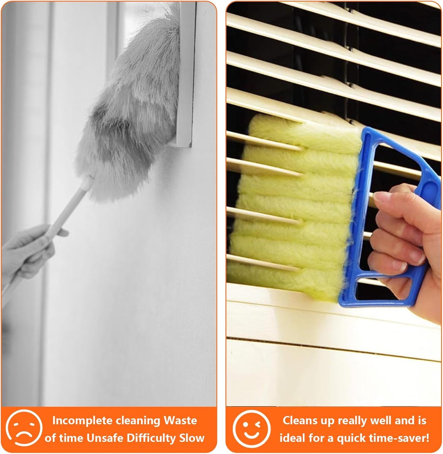 4 Pcs Window Venetian Blind Cleaner Duster Tool Set with 7 Fingers | Washable Microfiber for AC vents, Car Vents, Fans, Louvers. Reusable Design. Includes 4 Extra Cover
